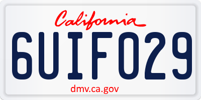 CA license plate 6UIF029