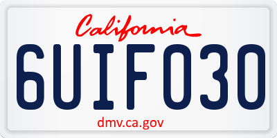 CA license plate 6UIF030