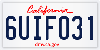 CA license plate 6UIF031