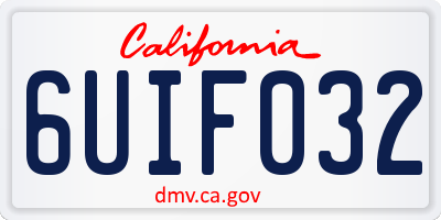 CA license plate 6UIF032