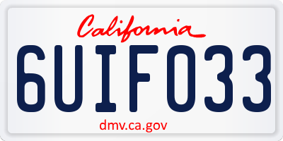 CA license plate 6UIF033