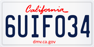 CA license plate 6UIF034