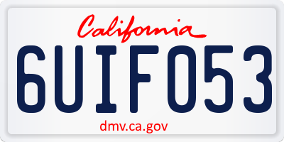 CA license plate 6UIF053