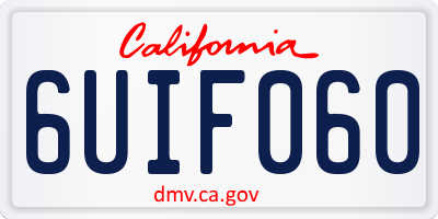 CA license plate 6UIF060