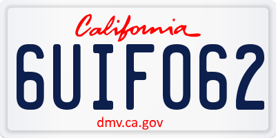 CA license plate 6UIF062