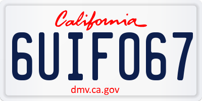 CA license plate 6UIF067