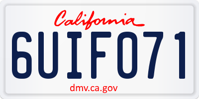 CA license plate 6UIF071