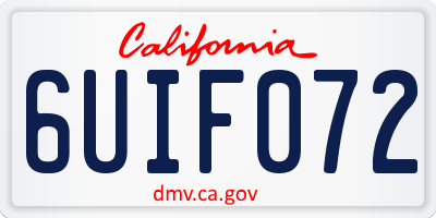 CA license plate 6UIF072