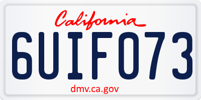 CA license plate 6UIF073