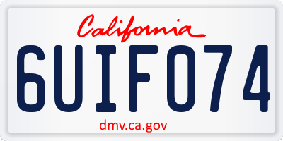 CA license plate 6UIF074