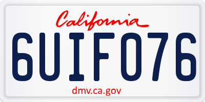 CA license plate 6UIF076