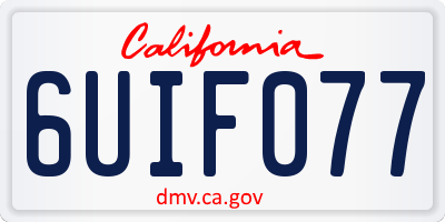 CA license plate 6UIF077