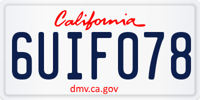 CA license plate 6UIF078