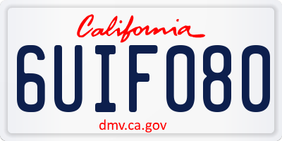 CA license plate 6UIF080