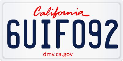 CA license plate 6UIF092