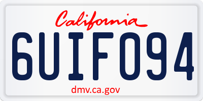 CA license plate 6UIF094