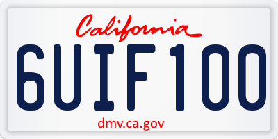 CA license plate 6UIF100