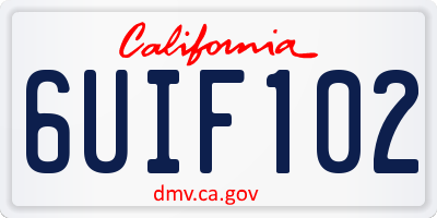 CA license plate 6UIF102