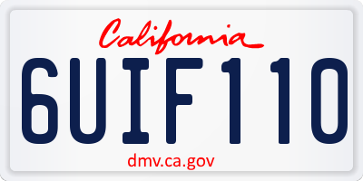 CA license plate 6UIF110