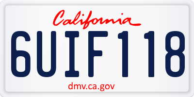 CA license plate 6UIF118