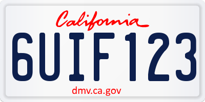 CA license plate 6UIF123