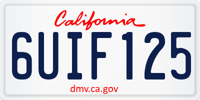 CA license plate 6UIF125