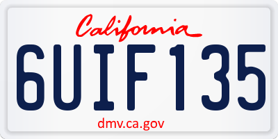 CA license plate 6UIF135