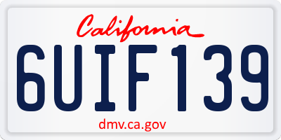 CA license plate 6UIF139