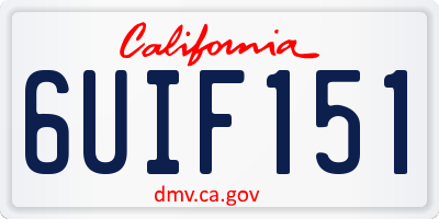 CA license plate 6UIF151