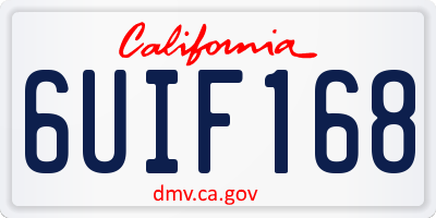 CA license plate 6UIF168