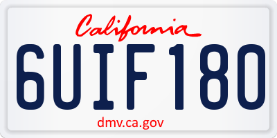 CA license plate 6UIF180