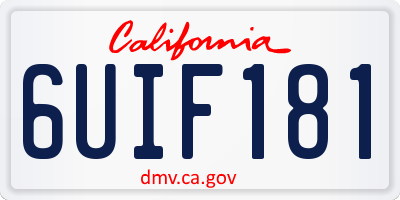 CA license plate 6UIF181