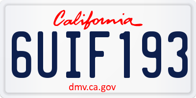 CA license plate 6UIF193