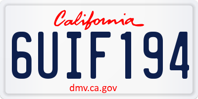CA license plate 6UIF194