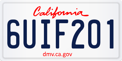 CA license plate 6UIF201