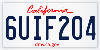 CA license plate 6UIF204
