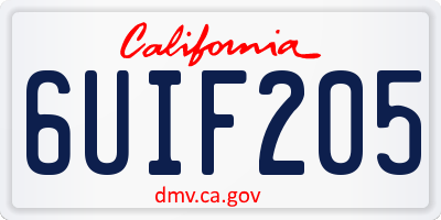 CA license plate 6UIF205