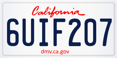 CA license plate 6UIF207
