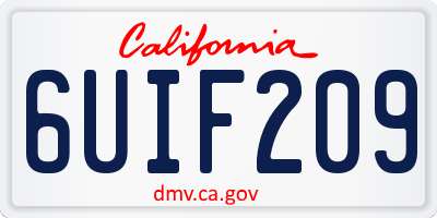 CA license plate 6UIF209