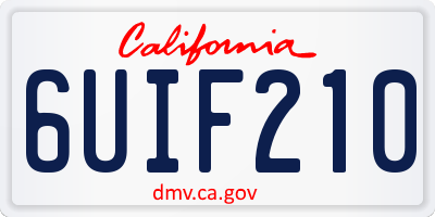 CA license plate 6UIF210