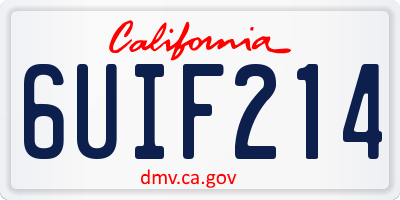 CA license plate 6UIF214