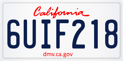 CA license plate 6UIF218