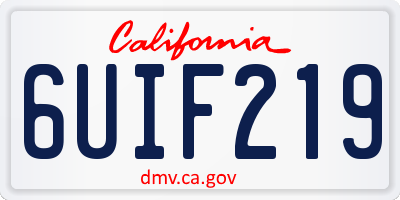 CA license plate 6UIF219