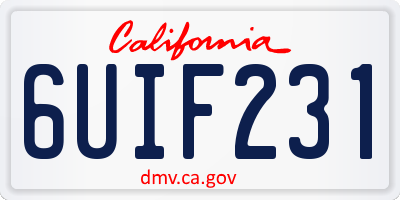 CA license plate 6UIF231