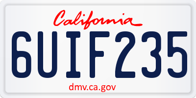 CA license plate 6UIF235