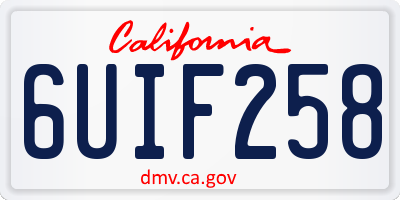 CA license plate 6UIF258