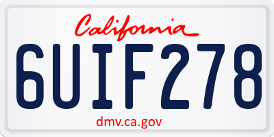 CA license plate 6UIF278