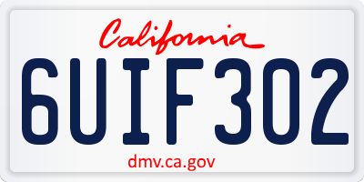 CA license plate 6UIF302
