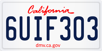 CA license plate 6UIF303