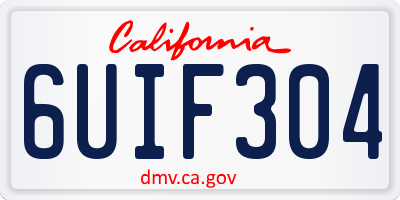 CA license plate 6UIF304